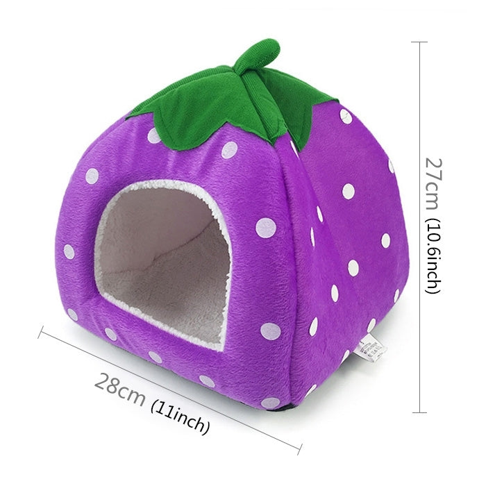 Strawberry Shaped Foldable Short Plush Pet House Nest, Size: S, Purple, Size S, Dark Blue, Size S, Red, Size S, Pink, Size S, Blue, Size S