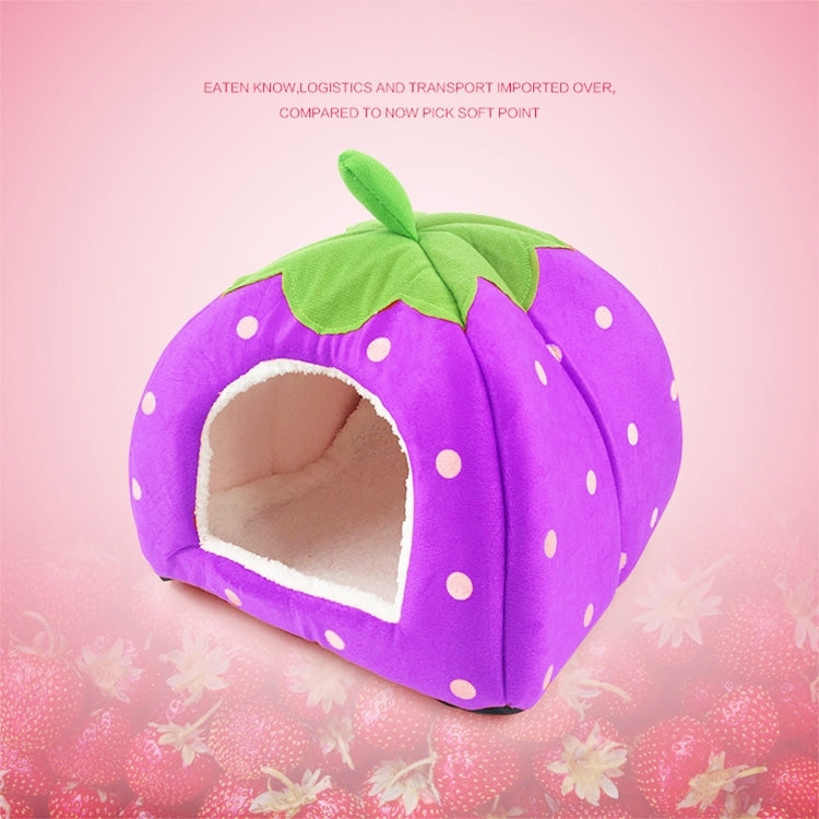 Strawberry Shaped Foldable Short Plush Pet House Nest, Size: S, Purple, Size S, Dark Blue, Size S, Red, Size S, Pink, Size S, Blue, Size S