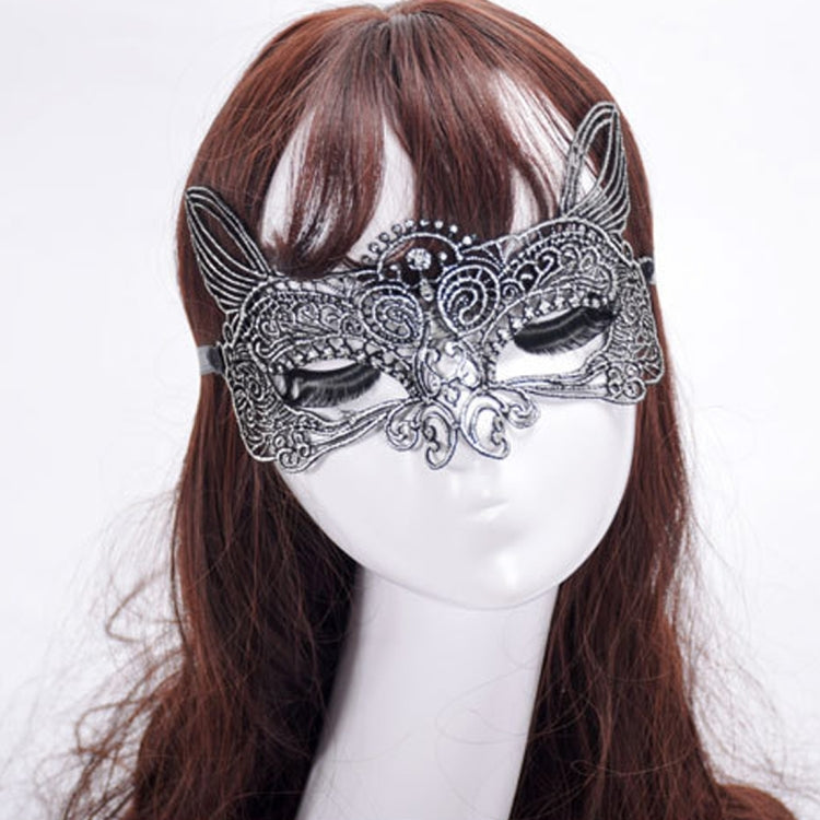 Halloween Masquerade Party Dance Sexy Lady Bronzing Lace Cat King Mask, Bronzing Cat King