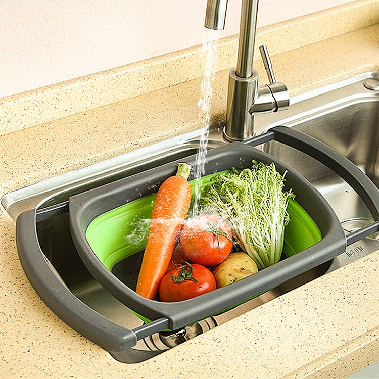 kn003 Household RetractableFruit and Vegetable Water Filter Basket Washing Basket, Green, Red