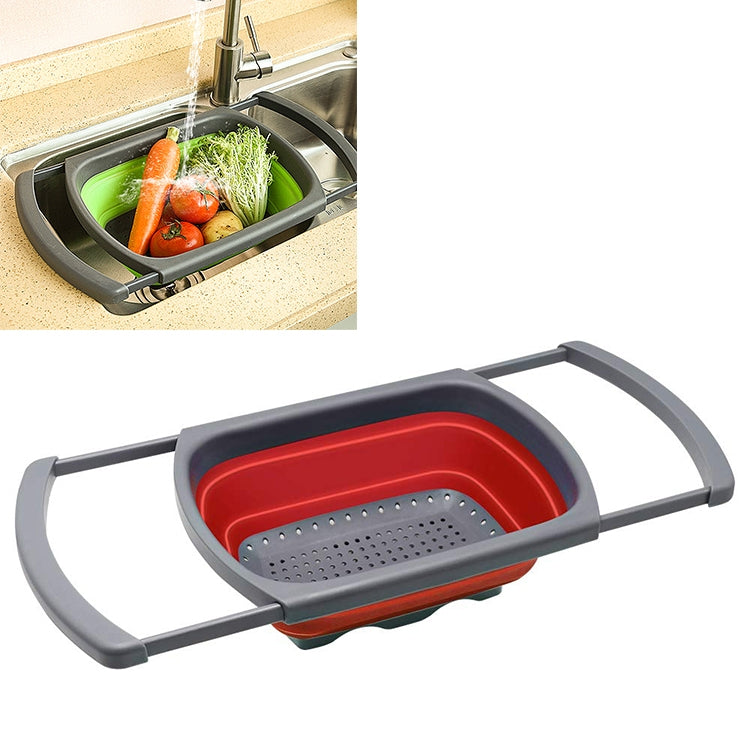 kn003 Household RetractableFruit and Vegetable Water Filter Basket Washing Basket, Green, Red