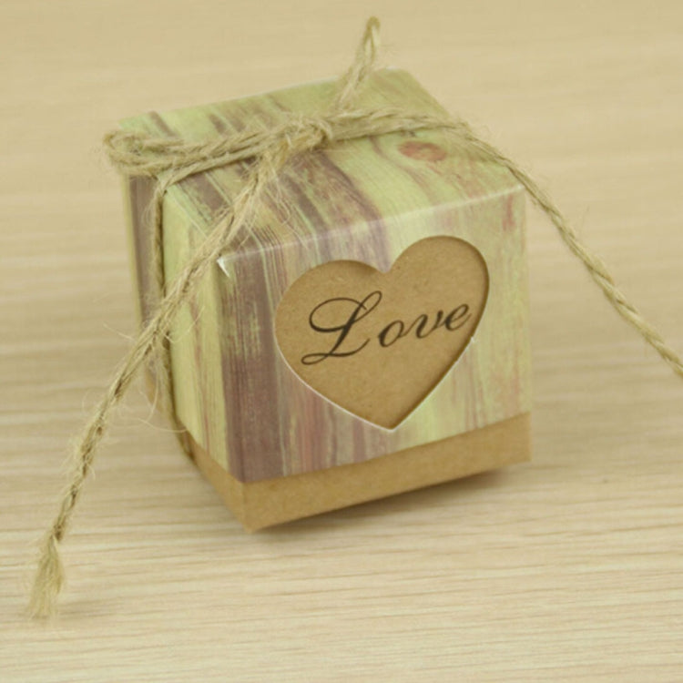 100 PCS Wedding Wood Grain Heart-shaped Pattern Hollowed-out Kraft Paper Sugar Box, Size: 5x5x5cm, LOVE Heart-shaped, Black Heart-shaped
