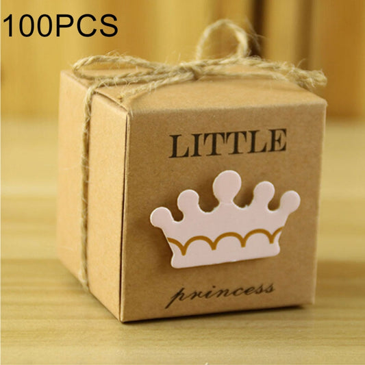 100 PCS European Style Wedding Sugar Box, Size: 5.3x5.3x5.3cm, Princess Crown shaped, Prince Crown shaped