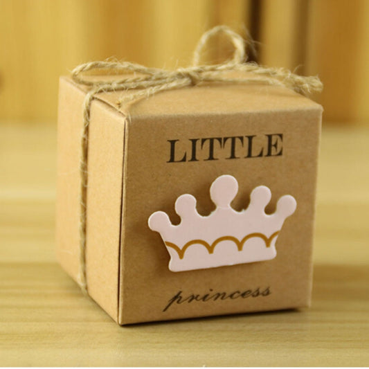 100 PCS European Style Wedding Sugar Box, Size: 5.3x5.3x5.3cm, Princess Crown shaped, Prince Crown shaped