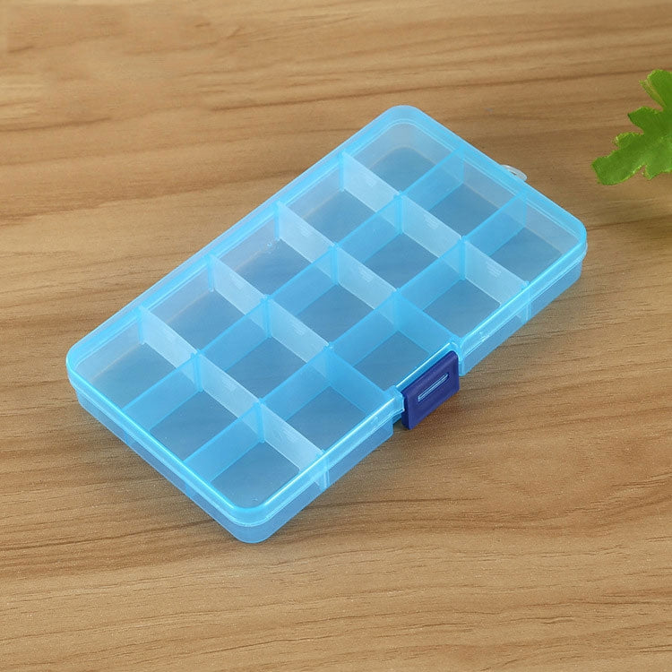 Removable Grid Plastic 15 Slots Box Organizer for Jewelry Earring Fishing Hook Small Accessories, 15 Slots (Purple+Blue), 15 Slots (Baby Blue+Blue), 15 Slots (White+Blue), 15 Slots (White+Pink)