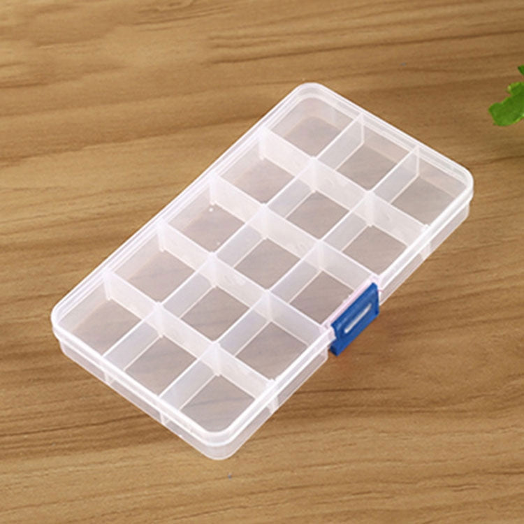 Removable Grid Plastic 15 Slots Box Organizer for Jewelry Earring Fishing Hook Small Accessories, 15 Slots (Purple+Blue), 15 Slots (Baby Blue+Blue), 15 Slots (White+Blue), 15 Slots (White+Pink)