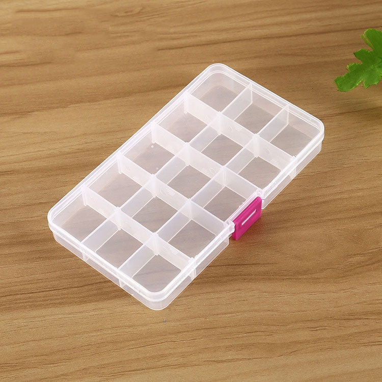 Removable Grid Plastic 15 Slots Box Organizer for Jewelry Earring Fishing Hook Small Accessories, 15 Slots (Purple+Blue), 15 Slots (Baby Blue+Blue), 15 Slots (White+Blue), 15 Slots (White+Pink)
