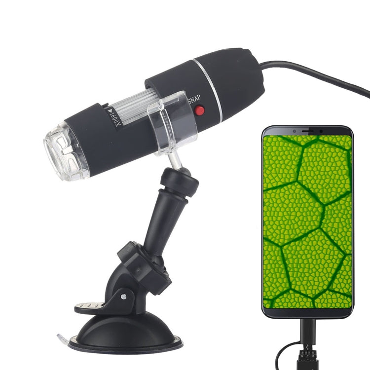 مجهر رقمي 2 في 1 بمستشعر صورة عالي الدقة بدقة 0.3 ميجابكسل ومكبر 1600X مزود بمنفذ USB و8 مصابيح LED وحامل احترافي، 1600X