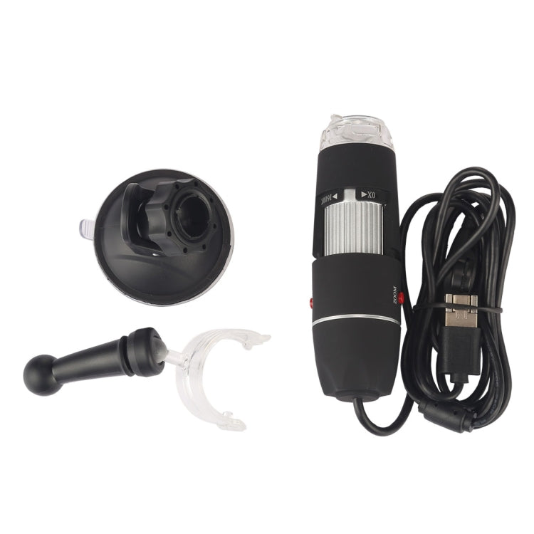 مجهر رقمي 2 في 1 بمستشعر صورة عالي الدقة بدقة 0.3 ميجابكسل ومكبر 1600X مزود بمنفذ USB و8 مصابيح LED وحامل احترافي، 1600X