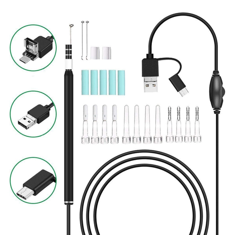 i95 3 in 1 USB Ear Scope Inspection HD 0.3MP Camera Visual Ear Spoon for OTG Android Phones & PC & MacBook, 1.75m Length Cable, 3 in 1 White 0.3MP