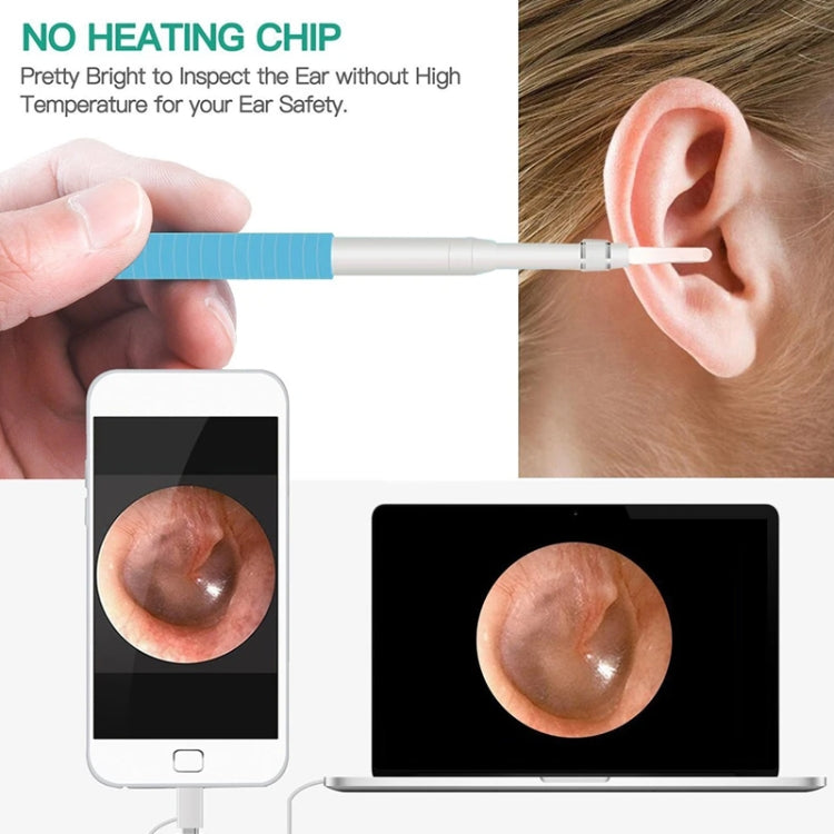 i95 3 in 1 USB Ear Scope Inspection HD 0.3MP Camera Visual Ear Spoon for OTG Android Phones & PC & MacBook, 1.75m Length Cable, 3 in 1 White 0.3MP