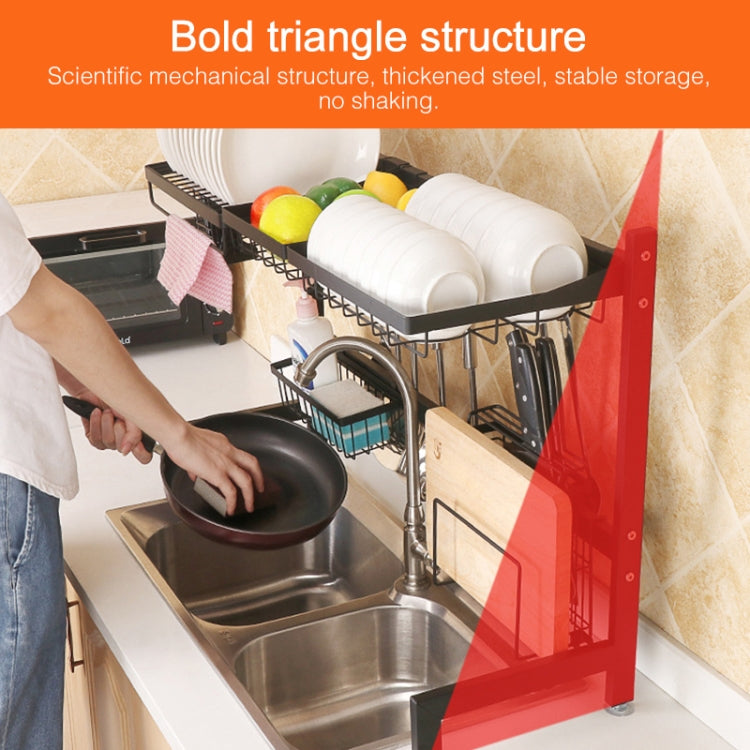 92cm Stainless Steel Kitchen Bowl Dish Fruit Basket Knife Chopping Block Chopsticks Drain Rack Storage Holder, Deluxe Version, 92cm Deluxe Version