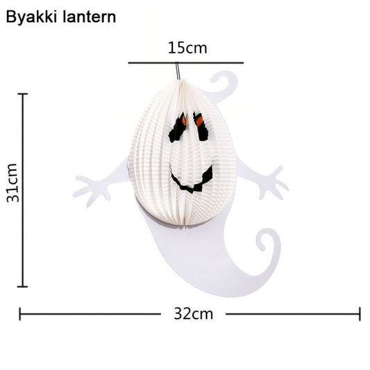 3 PCS / Set Creative Funny Halloween Ghost Bats Spider Pendant Paper Decoration and Props Horror, Ghost + bat + spider