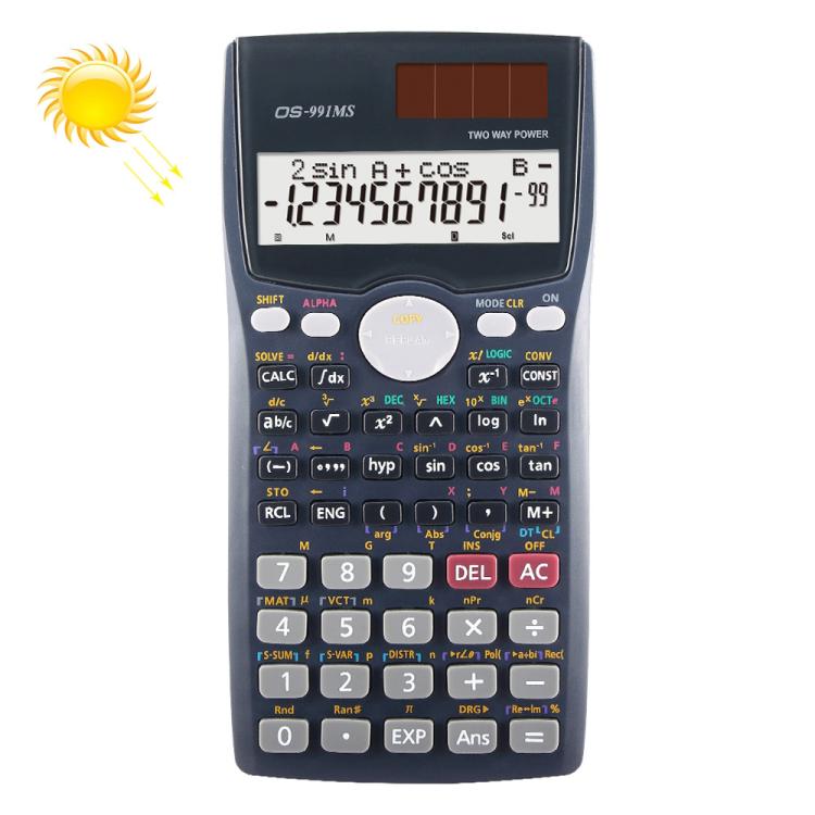آلة حاسبة علمية متعددة الوظائف OS-991MS بشاشة عرض مزدوجة الخط من 10 أرقام + 2 أرقام، تعمل بالطاقة الشمسية، OS-991MS