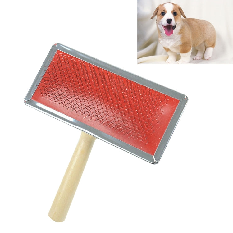 Soft Curve Needled Manual Bristles Grooming Cleaning Brush with Wood Handle for Pet, Size: L, Random Color Delivery, Size: L
