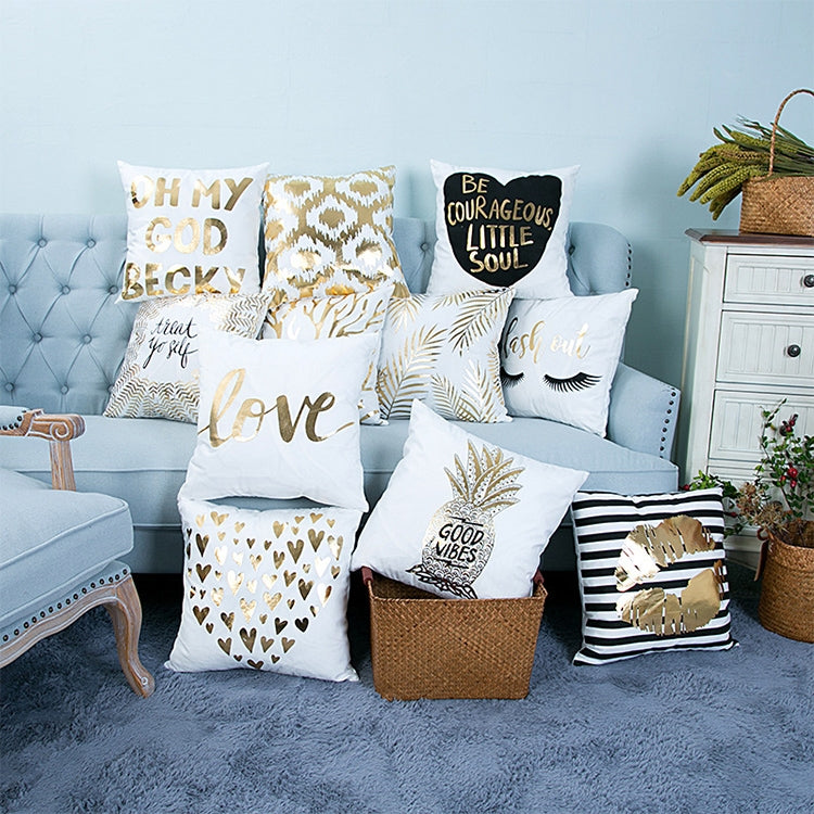 Fashion Bronzing Gold Printed Cushion Cover Sofa Seat Pillow Case, Size: 45*45cm, HC6664A, HC6664B, HC6664C, HC6664D, HC6664E, HC6664F, HC6664G, HC6664H, HC6664J, HC6664K, HC6664L, HC6664M, HC6664N, HC6664P, HC6664Q, HC6664R, HC6664S