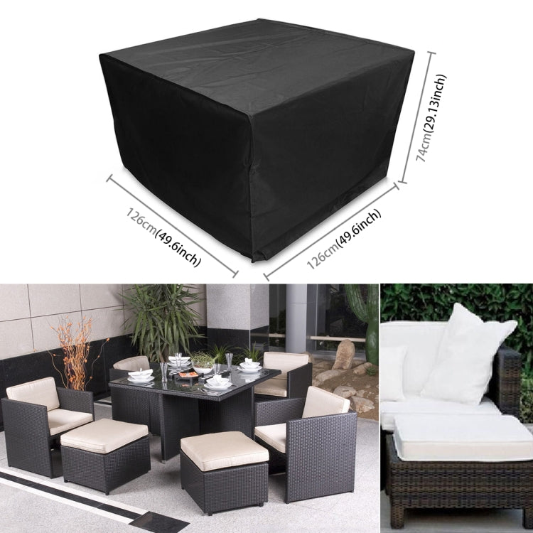 Anti-UV Waterproof Dust-proof 210D Oxford Cloth Folding Table Chairs Protective Cover Outdoor Furniture Set Cover, Size: 126*126*74cm(Black), Size: 126*126*74cm