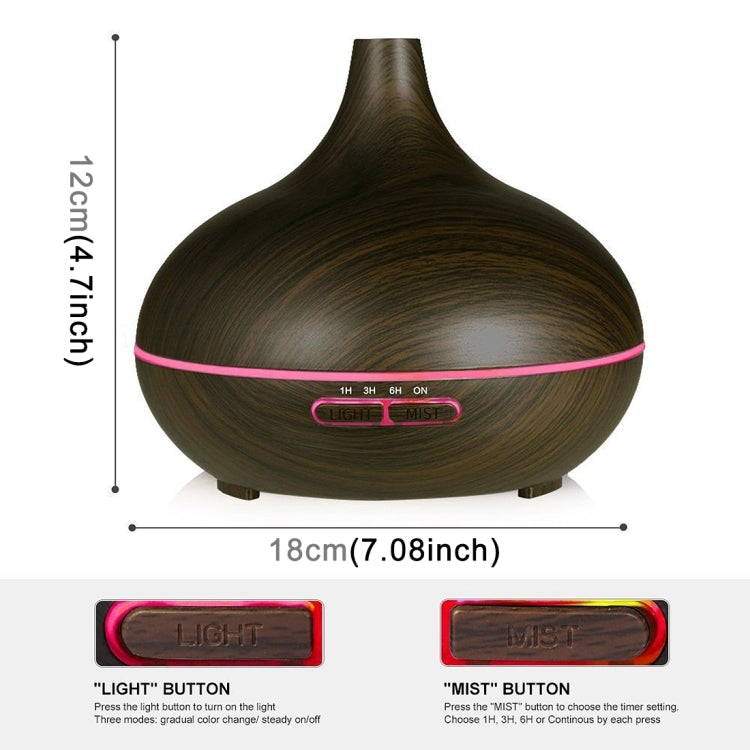جهاز تنقية الهواء بالروائح العطرية W350، 14 واط، 300 مل، برائحة الخشب، مزود بإضاءة LED، مناسب للمكتب/الغرفة المنزلية، لون القهوة W350، لون البني W350