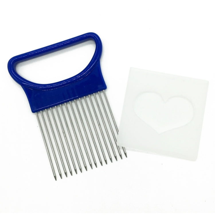 Stainless Steel Vegetable Onion Cutter Holder Meat Needle Kitchen Tools, Blue(1PC), Orange(1PC)
