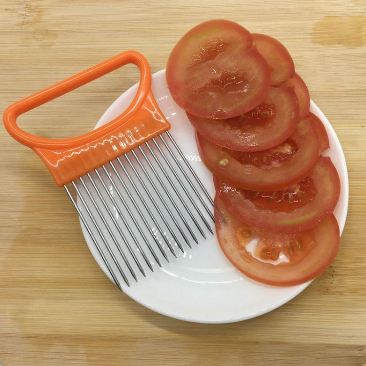 Stainless Steel Vegetable Onion Cutter Holder Meat Needle Kitchen Tools, Blue(1PC), Orange(1PC)