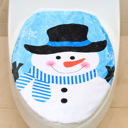 Fancy Christmas Decoration Toilet Lid Cover, Size: 48 x 43cm, Hat Snowman, Tree Branch Snowman