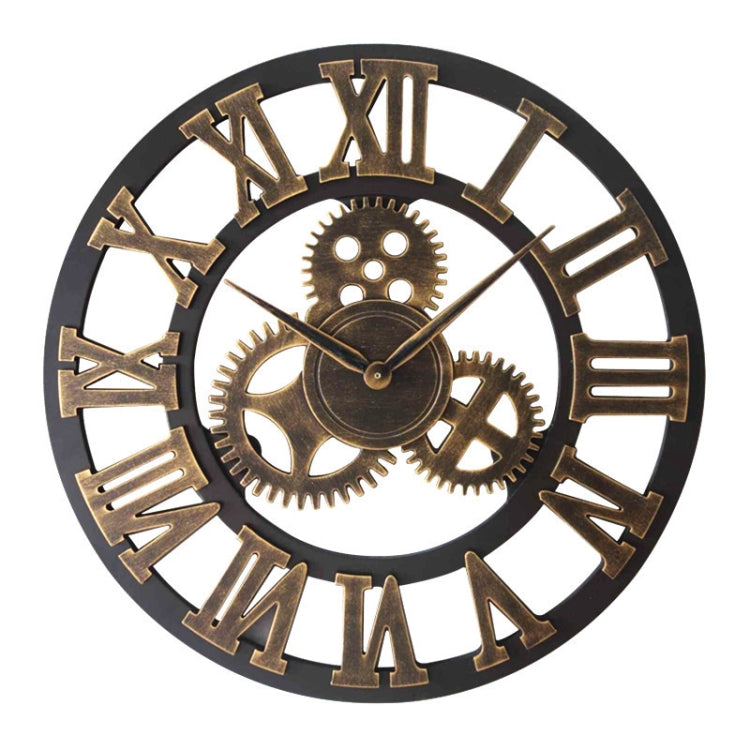 Retro Wooden Round Single-sided Gear Clock Rome Number Wall Clock, Diameter: 70cm, Rome Number 70cm, Rome Number 70cm