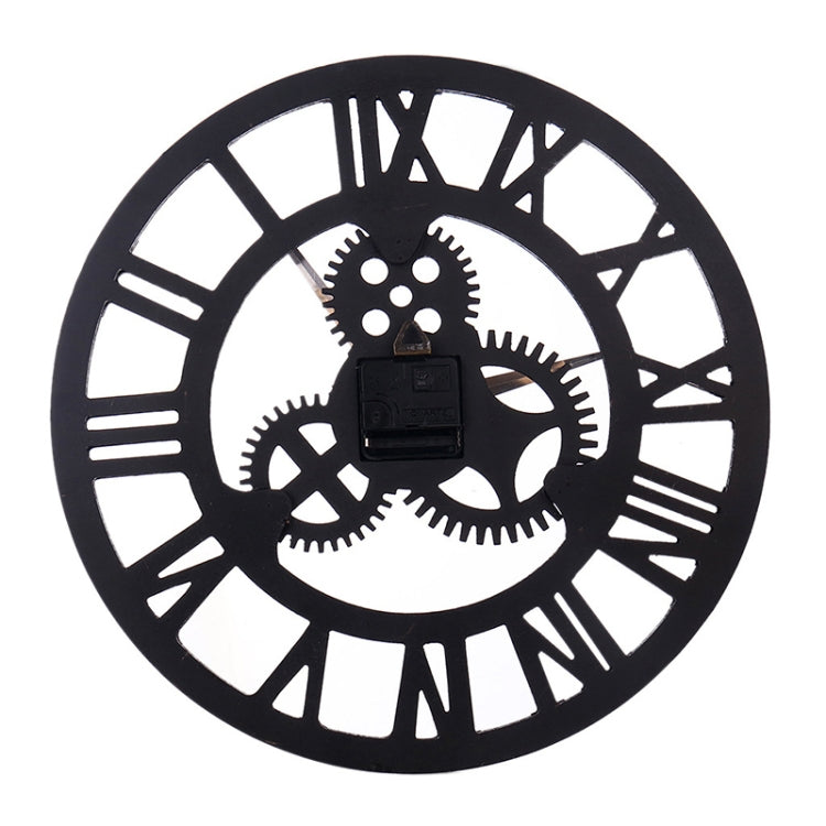 Retro Wooden Round Single-sided Gear Clock Rome Number Wall Clock, Diameter: 80cm, Rome Number 80cm, Rome Number 80cm (Gold)