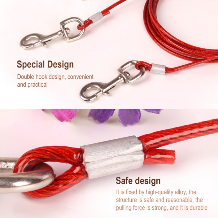 Double-end Steel Wire Rope Pet Dogs 2 in 1 Traction Rope Pet Walking Leads With Handle, Length: 3m,Random Color Delivery, Length: 3m