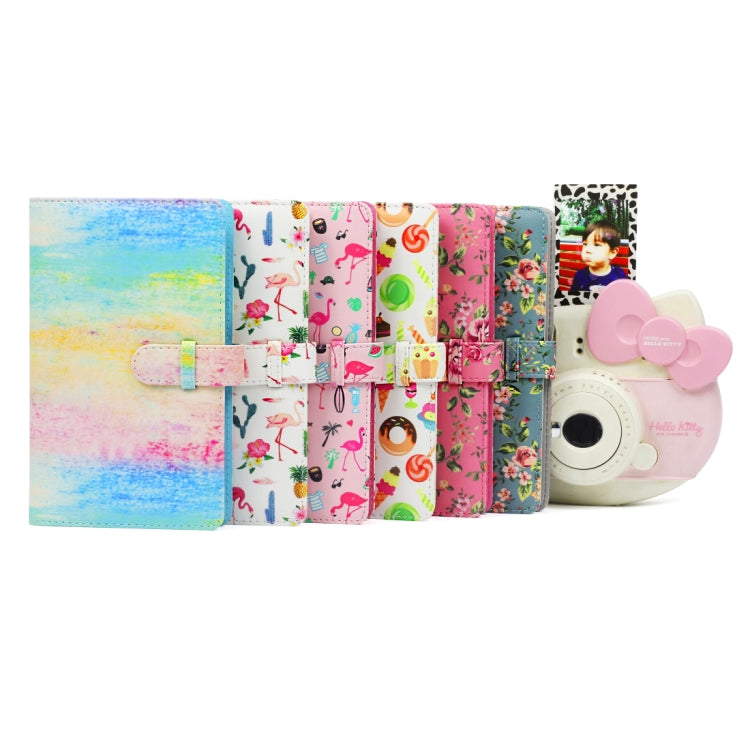 Rose Pattern 3 inch DIY PU Mini Creativity Insert Type 32 Pages Exquisite Photo Album for Polaroid, Rose