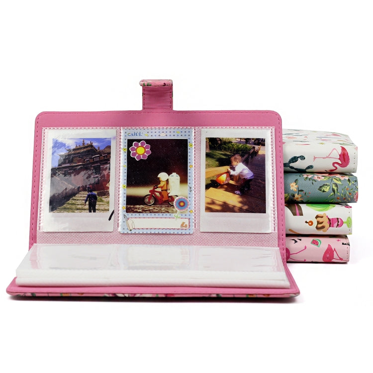 Pink Flamingo Pattern 3 inch DIY PU Mini Creativity Insert Type 32 Pages Exquisite Photo Album for Polaroid, Pink Flamingo