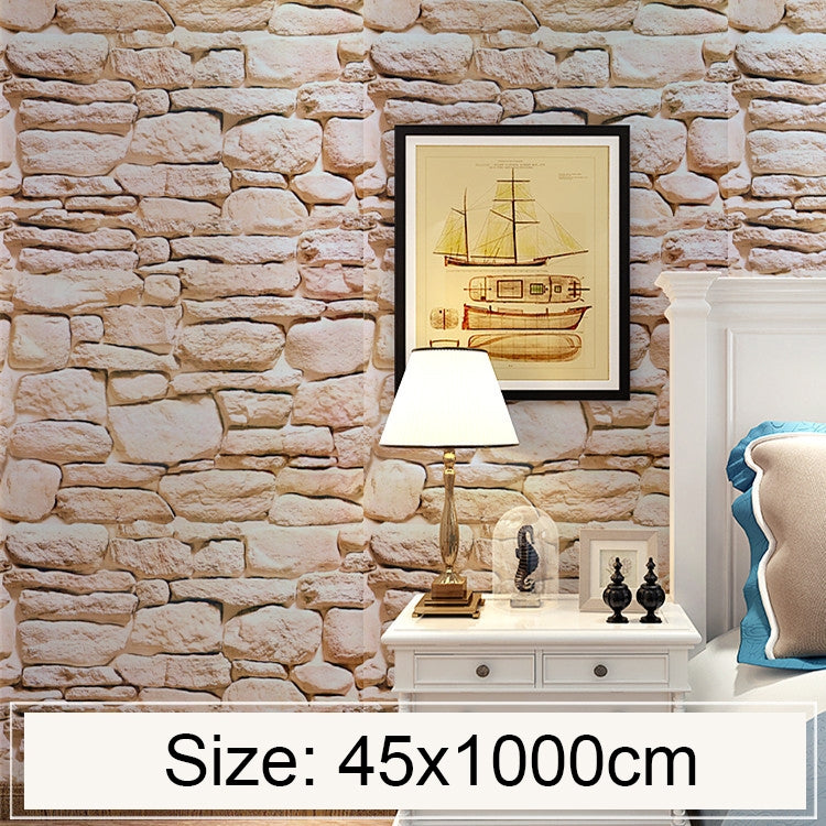 Moonstone Creative 3D Stone Brick Decoration Wallpaper Stickers Bedroom Living Room Wall Waterproof Wallpaper Roll, Size: 45 x 1000cm, Moonstone