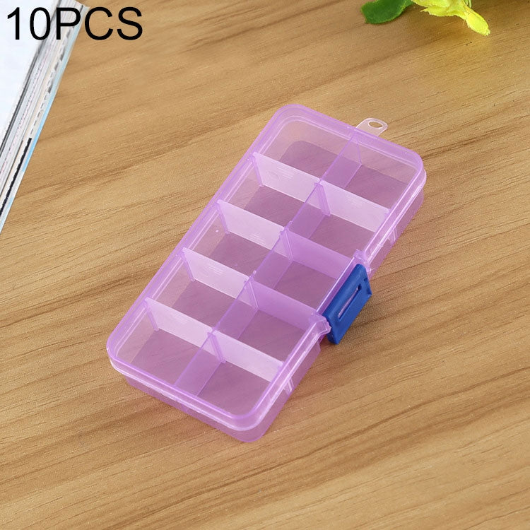 10 PCS Removable Grid Plastic Box Organizer for Jewelry Earring Fishing Hook Small Accessories, Size: Small, 10 Slots, 10 Slots (Pink+Blue), 10 Slots (Orange + blue), 10 Slots (Purple+Blue), 10 Slots (White+Pink), 10 Slots (White+Blue)