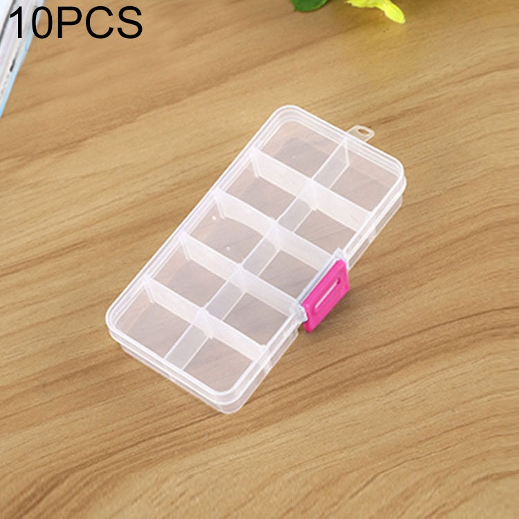 10 PCS Removable Grid Plastic Box Organizer for Jewelry Earring Fishing Hook Small Accessories, Size: Small, 10 Slots, 10 Slots (Pink+Blue), 10 Slots (Orange + blue), 10 Slots (Purple+Blue), 10 Slots (White+Pink), 10 Slots (White+Blue)