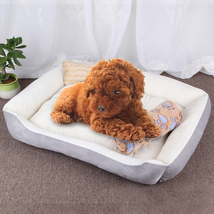 Dog Bone Pattern Big Soft Warm Kennel Pet Dog Cat Mat Blanket, with Blanket Size: M, 70×50×15cm, Size: M
