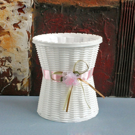 Plastic Flower Pots Medium Size Flower Pots Fashion Balcony Garden Plant Planter Home Decoration, Ribbon Random Color Delivery, Floral Vase 3