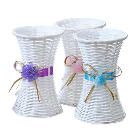 Plastic Flower Pots Medium Size Flower Pots Fashion Balcony Garden Plant Planter Floral Vase Home Decoration, Ribbon Random Color Delivery, Floral Vase 1