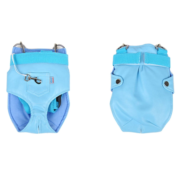 Pet Chest Backpack / Soft Leather Trouser Style Bag / Portable Pet Backpack for Dog and Other Pets Medium , Size:28*20cm, Size: M Blue