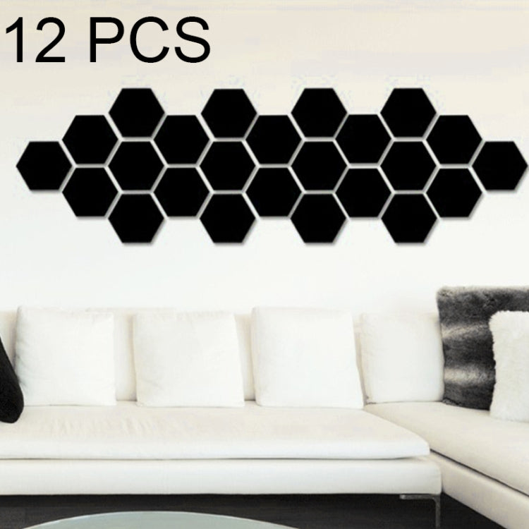 12 PCS 3D Hexagonal Mirror Wall Stickers Set, Size: 4*4cm, Size: 4*4cm (Silver), Size: 4*4cm (Black), Size: 4*4cm (Gold)