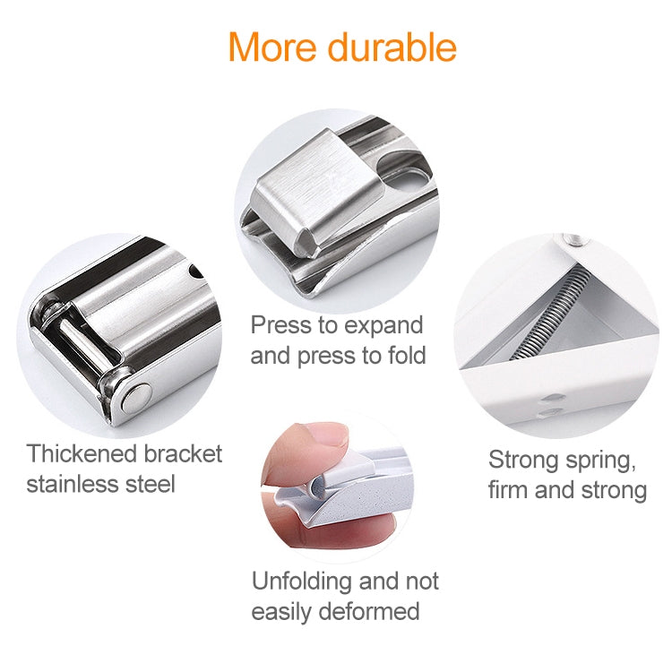 14 inch Wall-mounted Foldable Stainless Steel Spring Storage Shelf for Dining Table