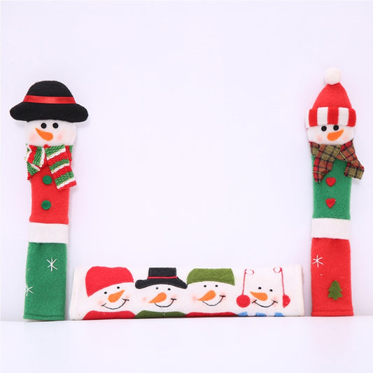 3 in 1 Christmas Style Cloth Fridge Microwave Oven Door Handle Cover Set, Size: 23*14cm, 3 in 1 Set