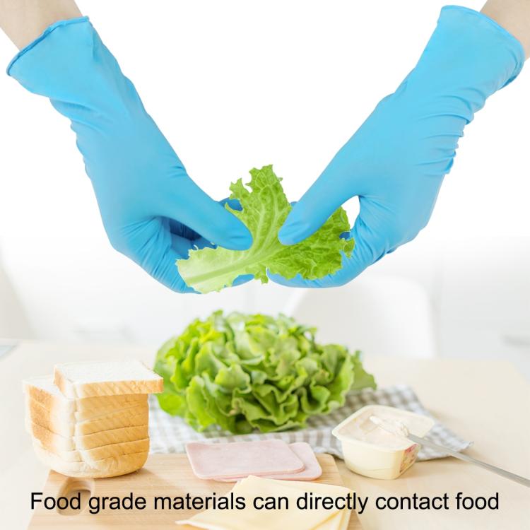 100pcs Blue Disposable Butyronitrile Gloves Housework Supplies, Size: L, Suitable for Palm Width: 9cm-10cm, New / Old Packing Box Random Delivery