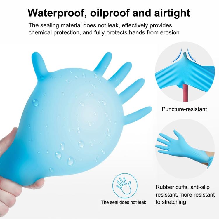100pcs Blue Disposable Butyronitrile Gloves Housework Supplies, Size: L, Suitable for Palm Width: 9cm-10cm, New / Old Packing Box Random Delivery
