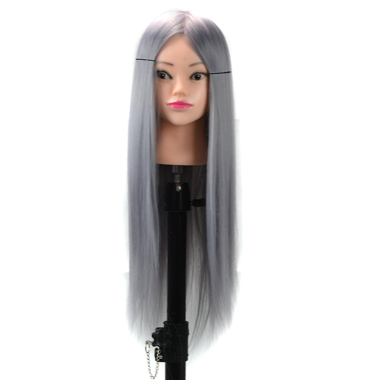 Practice Disc Hair Braided Mannequin Head Wig Styling Trimming Head Model, Black, Grey, Marron, Purple, Beige, Sky Blue, Yellow, Brown