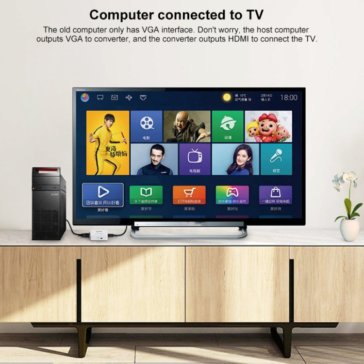 صندوق تحويل الصوت والفيديو الرقمي HW-2107 من Mini VGA إلى HDMI عالي الدقة 1080 بكسل من HOWEI