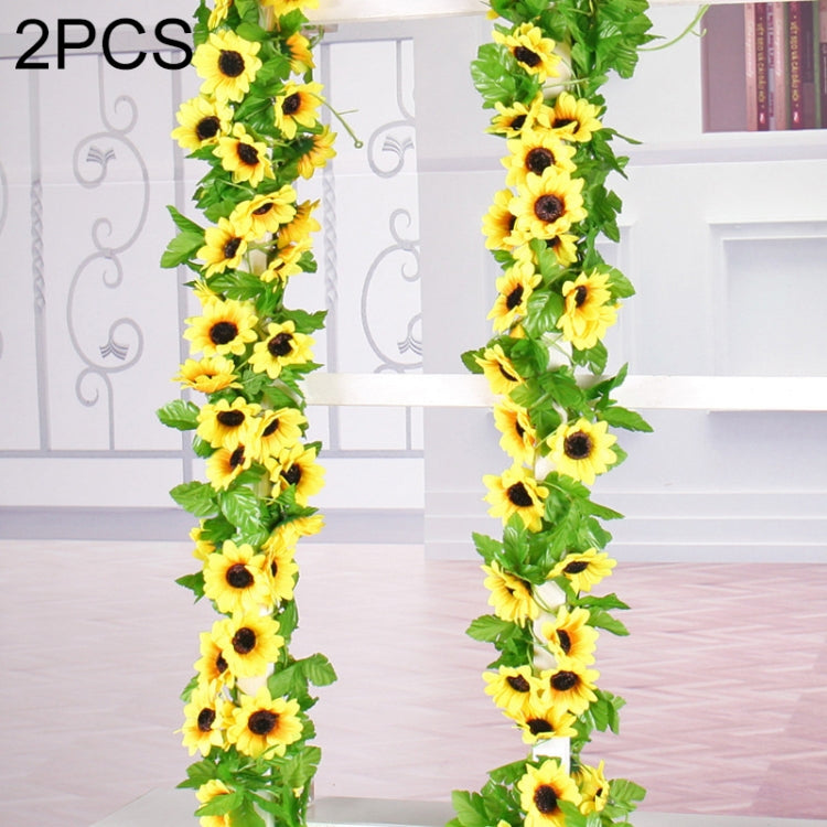 2 PCS Sunflower Artificial Flower Interior Background Wall Window Decoration, Length: 2.6m, Sunflower Flower