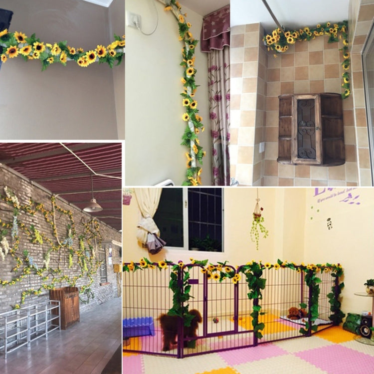 2 PCS Sunflower Artificial Flower Interior Background Wall Window Decoration, Length: 2.6m, Sunflower Flower