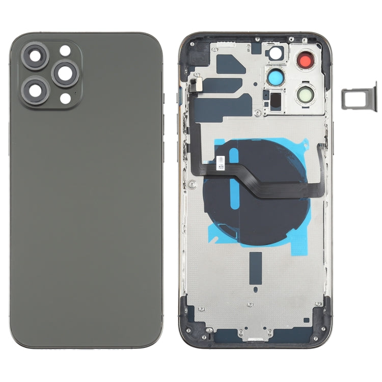 Battery Back Cover (with Side Keys & Card Tray & Power + Volume Flex Cable & Wireless Charging Module) for iPhone 12 Pro Max, For iPhone 12 Pro Max