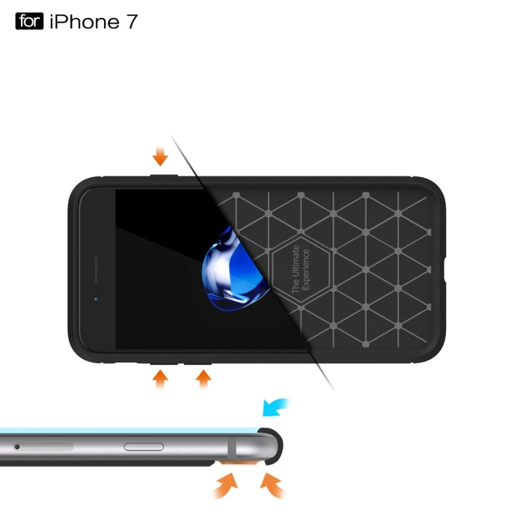 For iPhone 8 & 7 Brushed Texture Fiber TPU Rugged Armor Protective Case, For 8 & 7, For iPhone 8 & 7