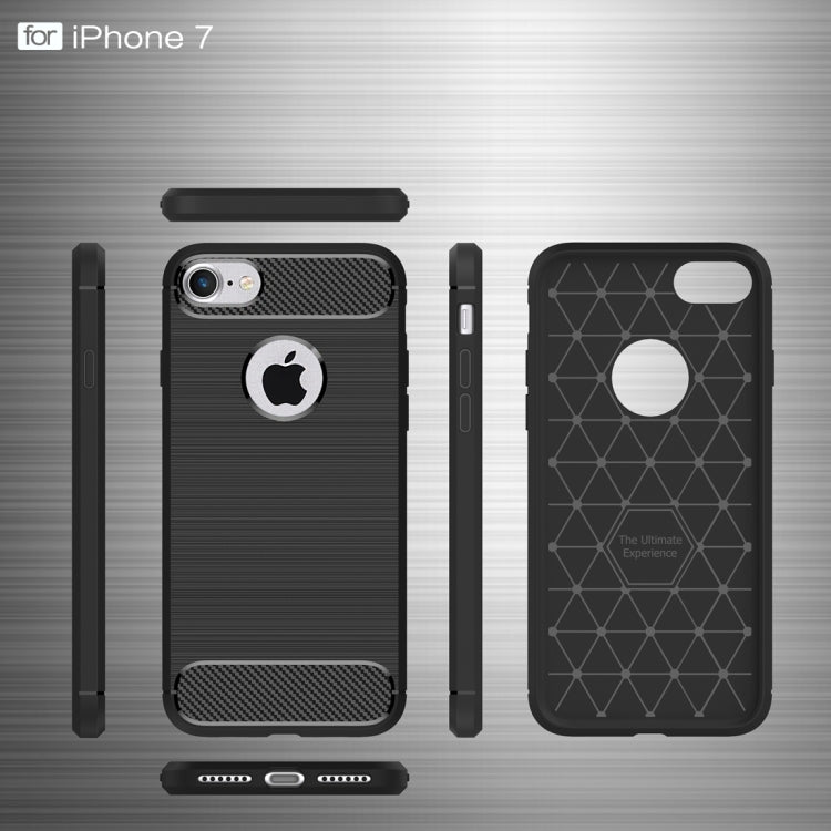 For iPhone 8 & 7 Brushed Texture Fiber TPU Rugged Armor Protective Case, For 8 & 7, For iPhone 8 & 7