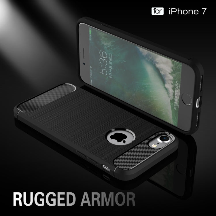 For iPhone 8 & 7 Brushed Texture Fiber TPU Rugged Armor Protective Case, For 8 & 7, For iPhone 8 & 7